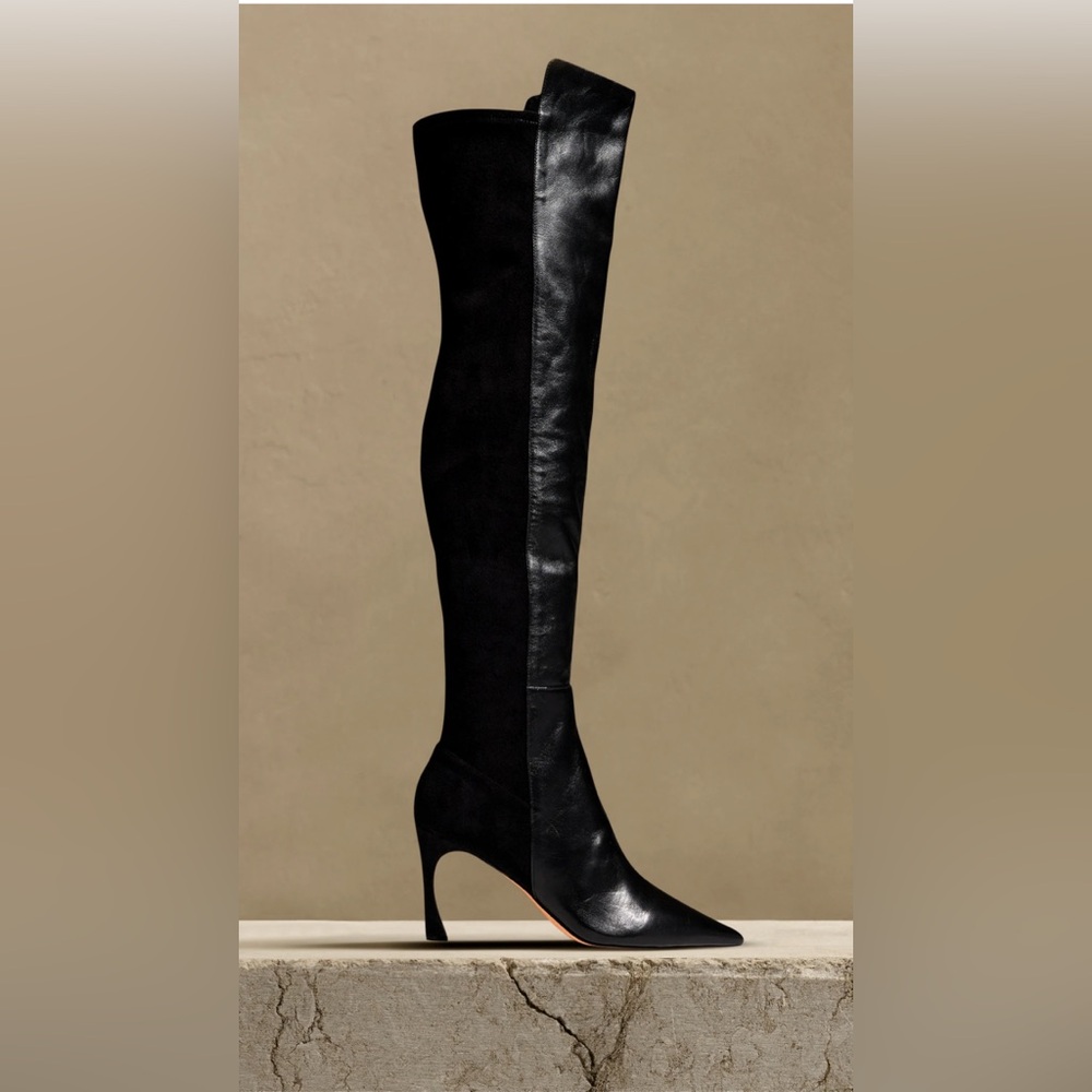 ALEXANDRE BIRMAN KYRA OTK 50 BOOT IN BLACK NAPPA/SUEDE SIZE 7.5